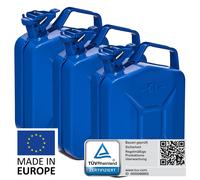 BW® Kraftstoffkanister Metall Benzinkanister 3x 5 Liter - Blau - RAL 5005