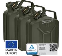 BW® Kraftstoffkanister Metall Benzinkanister 3x 5 Liter - Bronzegrün - RAL 6031