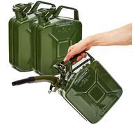 BW® Kraftstoffkanister Metall Benzinkanister 3x 5 Liter mit Ausgießer - Olivgrün - RAL 6003 - und UN-Zulassung - Made in Europe - grün Metall BW-JerryCan+Spout-3x5-gru