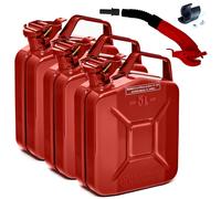 BW® Kraftstoffkanister Metall Benzinkanister 3x 5 Liter mit Ausgießer - Rot - RAL 3000 - und UN-Zulassung - Made in Europe - rot Metall BW-JerryCan+Spout-3x5-rot