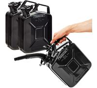 BW® Kraftstoffkanister Metall Benzinkanister 3x 5 Liter mit Ausgießer - Schwarz - RAL 9005 - und UN-Zulassung - Made in Europe - schwarz Metall BW-JerryCan+Spout-3x5-sw