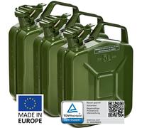 BW® Kraftstoffkanister Metall Benzinkanister 3x 5 Liter - Olivgrün - RAL 6003 - und UN-Zulassung - Made in Europe - grün Metall BW-JerryCan-3x5-gru