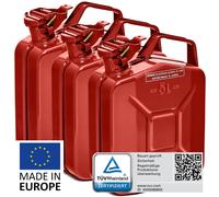BW® Kraftstoffkanister Metall Benzinkanister 3x 5 Liter - Rot - RAL 3000