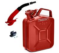 BW® Kraftstoffkanister Metall Benzinkanister 5 Liter mit Ausgießer - Rot - RAL 3000 - und UN-Zulassung - Made in Europe - rot Metall BW-JerryCan+Spout-5-rot