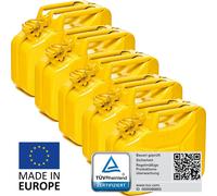 BW® Kraftstoffkanister Metall Benzinkanister 5x 10 Liter - Gelb - RAL 1018 - und UN-Zulassung - Made in Europe - gelb Metall BW-JerryCan-5x10-gel