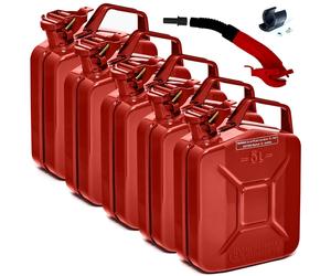 BW® Kraftstoffkanister Metall Benzinkanister 5x 5 Liter mit Ausgießer - Rot - RAL 3000 - und UN-Zulassung - Made in Europe - rot Metall BW-JerryCan+Spout-5x5-rot