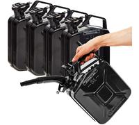BW® Kraftstoffkanister Metall Benzinkanister 5x 5 Liter mit Ausgießer - Schwarz - RAL 9005 - und UN-Zulassung - Made in Europe - schwarz Metall BW-JerryCan+Spout-5x5-sw