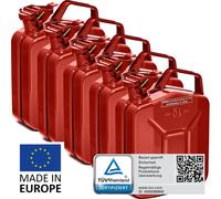 BW® Kraftstoffkanister Metall Benzinkanister 5x 5 Liter - Rot - RAL 3000 - und UN-Zulassung - Made in Europe - rot Metall BW-JerryCan-5x5-rot
