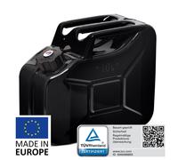 BW® Kraftstoffkanister Metall Benzinkanister 10 Liter mit Schraubverschluss - Schwarz - RAL 9005 - und UN-Zulassung - Made in Europe - schwarz Metall BW-ProCan-10-sw