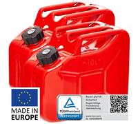 BW® Metall Benzinkanister mit Schraubverschluss 2x 10 Liter - Rot
