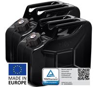 BW® Metall Benzinkanister mit Schraubverschluss 2x 10 Liter - Schwarz