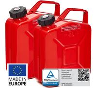 BW® Metall Benzinkanister mit Schraubverschluss 2x 5 Liter - Rot