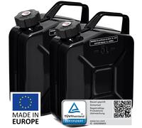 BW® Metall Benzinkanister mit Schraubverschluss 2x 5 Liter - Schwarz