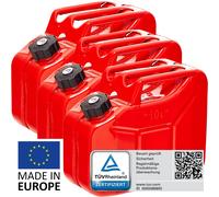 BW® Metall Benzinkanister mit Schraubverschluss 3x 10 Liter - Rot