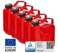 BW® Metall Benzinkanister mit Schraubverschluss 5x 5 Liter - Rot