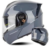 Caimcie Klappbarer Integralhelm Modularer Motorradhelm DOT/ECE-zugelassener Motorrad-Crashhelm mit Doppelvisier Rennhelm für Männer Frauen Erwachsene Modularer Motocross-Helm J,XXXXL=67-68cm