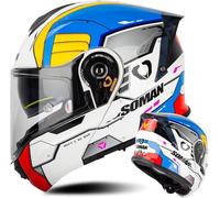 Caimcie Klappbarer Integralhelm Modularer Motorradhelm DOT/ECE-zugelassener Motorrad-Crashhelm mit Doppelvisier Rennhelm für Männer Frauen Erwachsene Modularer Motocross-Helm A,XXXXL=67-68cm