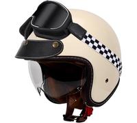 Caimcie Motorrad-Jethelm im Vintage-Stil, 3/4-Jethelm, Crash-Jethelm, ECE/DOT-geprüft, mit Sonnenblende, für Männer und Frauen H,XXXXL=63-64cm
