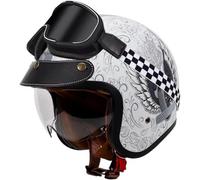 Caimcie Motorrad-Jethelm im Vintage-Stil, 3/4-Jethelm, Crash-Jethelm, ECE/DOT-geprüft, mit Sonnenblende, für Männer und Frauen G,XXXXL=63-64cm