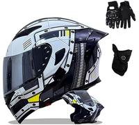 Caimcie Motorradhelm, Integralhelm, Klapphelm mit doppelter Sonnenblende, Modularhelm für Erwachsene, Mopedhelm, ECE/DOT-Zertifiziert G,XL=59-60cm