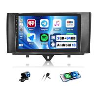 CAMECHO 2+64G Android 13 Autoradio für Mercedes Benz Smart Fortwo W451 2011-2015 mit Wireless Carplay Android Auto, 9 Zoll GPS Navi Radio Touchscreen HD mit Bluetooth WiFi RDS FM +Rückfahrkamera