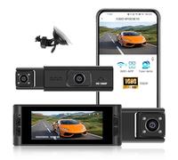 CAMECHO 3.16" Dashcam für Autos,vorne und innen,1080P Full HD-Autokamera,doppelt verstellbares Objektiv,Dashcam für Autos, Bewegungserkennung,150°-Weitwinkel, Loop-Aufzeichnung APP/WiFi