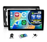 CAMECHO 4+64G 9 Zoll Android 15 Radio für Ford Transit 2009-2016 Focus 2005-2008, Ford Navi Autoradio mit GPS WiFi Wireless Carplay Android Auto RDS FM Mirror Link mit Rückfahrkamera