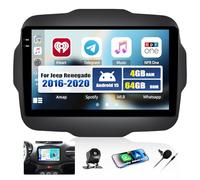 CAMECHO 4+64G Android 15 Navi Autoradio für Jeep Renegade 2016-2020, 9 Zoll GPS Bluetooth Radio Incell HD Touchscreen mit Wireless Carplay Android Auto WiFi FM RDS EQ Mirror Link +Rückfahrkamera