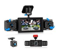 CAMECHO 4-Kanal Dashcam Auto 1080P 3 Zoll, 360° Rundumsicht mit 4 Auto kameras, 3 Zoll Display, Rückfahrhilfslinien, IR-Nachtsicht, Bewegungserkennung, Loop-Aufnahme, einfache Montage