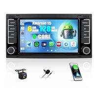 CAMECHO 6+128G 8-Core Android 15 Autoradio für VW Touareg Transporter T5 Multivan 2004-2009 mit Navi Wireless Carplay Android Auto,Doppel Din radio mit 7“ Bildschirm Bluetooth5.0 RDS/FM+Rückfahrkamera