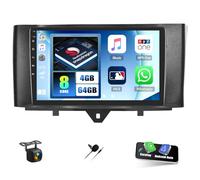 CAMECHO Android 15 Qualcomm 8Core 4G+64G Autoradio für Mercedes-Benz Smart Fortwo W451 2011-2015 mit Carplay Android Auto Navi Dual WiFi 9-Zoll Bildschirm mit Navi Bluetooth5.1 FM/RDS+Rückfahrkamera