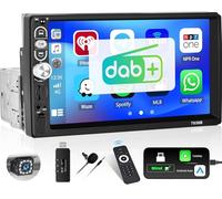 CAMECHO Carplay 1 Din Autoradio mit Wireless Carplay und Android Auto, 7 Zoll Bildschirm mit Bluetooth Freisprecheinrichtung GPS Mirror Link FM EQ USB/AUX/TF SWC + Externes Mikrofon+ Rückfahrkamera