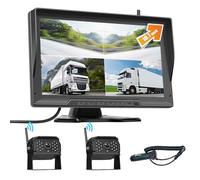 CAMECHO DVR Kabellos Rückfahrkamera Set mit 10 Zoll IPS Monitor +2 Nachtsicht Wasserdicht Rückfahrkameras,Unterstützung Loop-Aufnahme/Geteilte Ansicht/Image Flip für LKW/Bus/Van/Landwirtschaft