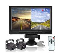 CAMECHO Rückfahrvideosystem mit Dual Rückfahrkamera,7 Zoll Monitor 2 Split-Bildschirm,Wasserdicht Nachtsicht HD Rückfahrkameras Auto für LKW/Wohnmobil/Trailer/PKW/KFZ 12V-36V