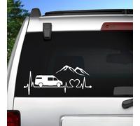 Camper Van Camping Heartbeat Aufkleber Decal Sticker Vinyl 20 x 9 cm Herzschlag