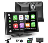 CARABC 9 Inch Wireless CarPlay & Android Car Screen, 4K Dash Cam 1080p Reversing, Car Play GPS Navigation AirPlay Voice Control/AUX/FM