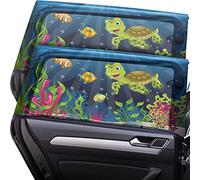 CARAMAZ Sonnenschutz Auto Kinder mit UV Schutz - Größe L für mittlere und größere Scheiben - 2 Stück, Farbe: Turtle-Design