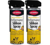 Caramba Performance Silikon Spray, Gleitspray zum Pflegen und Schützen, Schmieröl für Kunststoff, Gummi und Metall, Farblos und Geruchsarm, 300 ml (Packung mit 2)