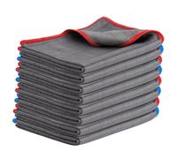 CARBOTEC® 8X Premium Carbon Mikrofaser Glastücher - Professionelle Reinigung fusselfrei & streifenfrei für Glas/Spiegel/Fenster/Autoscheibe - Mikrofasertücher/Waffeltuch mit Carbonfaser (Tuch 400gsm2)