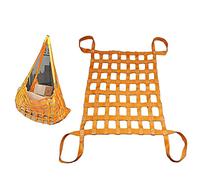 Cargo Hebenetz Tasche mit Reißfestigkeit Abdeckung für Industrie Logistik Bau Orange Überspringnetz Anhängernetze 2x2m Größe 2T Tragkraft