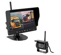 CARMATRIX AHD Funk Rückfahrsystem Digital für Auto Wohnmobil Wohnwagen LKW mit 7' Monitor 10V - 32V mit 1 x Rückfahrkamera Videoaufzeichnung DVR, Mikrofon Aufnahmefunktion, Kameras:1 Kamera