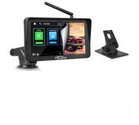 CARMATRIX Kabellose Solar Rückfahrkamera im Kennzeichenhalter mit Ultraschall-Einparksensoren & 7" Touchscreen - Apple CarPlay & Android Auto - HD 720p KFZ Kamera - PKW & Transporter