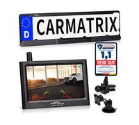CARMATRIX WSE43 Rückfahrkamera (Solar Funk Video Rückfahrsystem im Nummernschild Kennzeichenhalter, Rückfahrkamera mit Solarpanel Batterie Digital kabellos zum Nachrüsten)