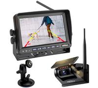 CARMATRIX Solar HD Funk Rückfahrsystem Akku Magnet für Wohnmobil KFZ Auto LKW Rückfahrkamera 7" Monitor Digital zum Nachrüsten Pferdenhänger Boot Dashcam 12-24V