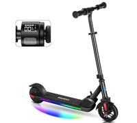 Caroma E Scooter für Kinder Alter 6-14, 150W Motor, 16 km/h, 80 mins Fahrzeit, einstellbare Geschwindigkeit und Höhe, Bunte Lichter, LED-Anzeige, Faltbarer Kinder Elektroroller
