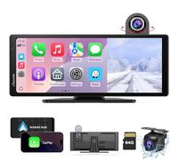 CARPURIDE Kabelloses Carplay & Android Auto mit Dashcam - 10.26-Zoll-HD-IPS-Touchscreen fürs Auto, 4K-Front- und 1080P-Rückkamera, Loop-Aufnahme, Bluetooth-Audio, Mirror Link, GPS, Siri
