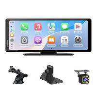 Carpuride V92R Tragbarer Carplay-Bildschirm, kabelloses Carplay & Android Auto, 10,26 Zoll 1080P HD Touchscreen Radio mit echter 720P Rückfahrkamera/BT 5.0/Mirror Link Unterstützung LKW RV