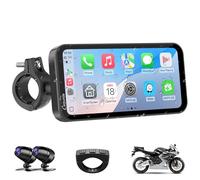Carpuride W603D, 6,3-Zoll Motorrad-GPS-Carplay-Bildschirm, Kabelloses CarPlay und Android Auto für Moto, mit Doppelkameras, Fernbedienung, IP67 Wasserdichtem, BT Aduio, Loop-Aufnahme