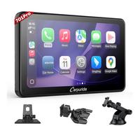 Carpuride W701 Pro mit Kabelloser Bluetooth-Übertragung, Tragbarem Autoradio mit CarPlay & Android Auto, 7-Zoll-1080p-Touchscreen, MirrorLink/GPS/Siri/FM, Inklusive 3 Halterungen