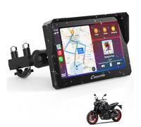 Carpuride W702 Motorrad GPS Carplay Bildschirm, Kabelloses CarPlay und Android Auto, Tragbarer 7 Zoll Wasserdichter Touchscreen, Bluetooth Trans, Navigation, Siri.